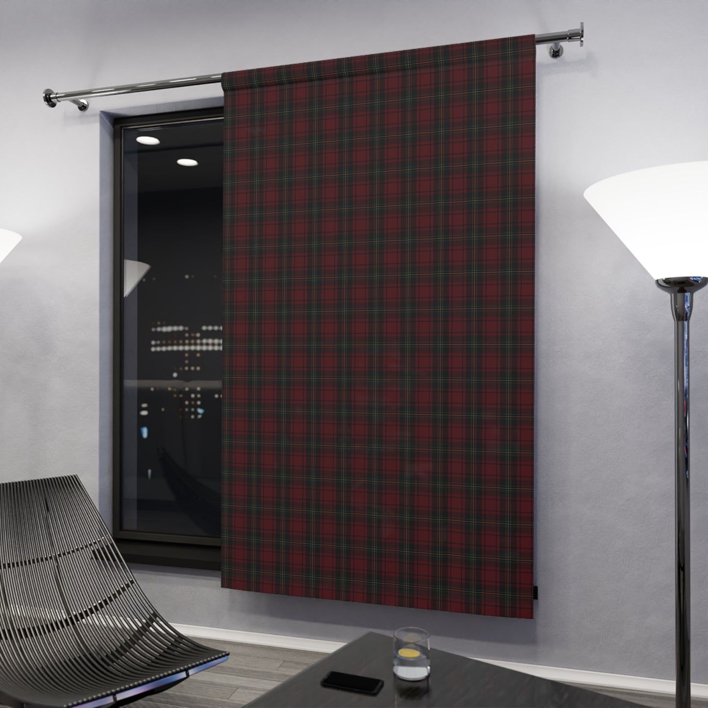 Christmas Tartan Plaid Window Curtain Panel