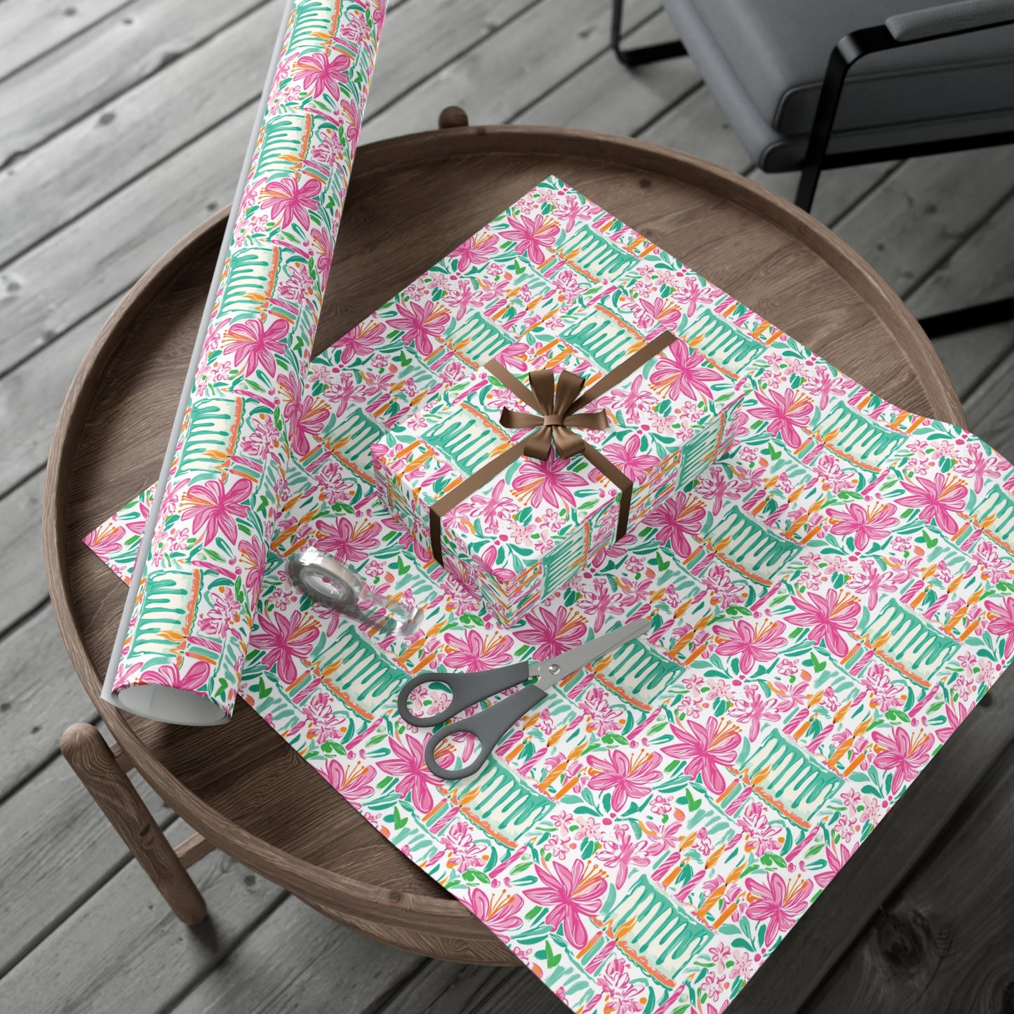 Floral Preppy Birthday Wrapping Paper