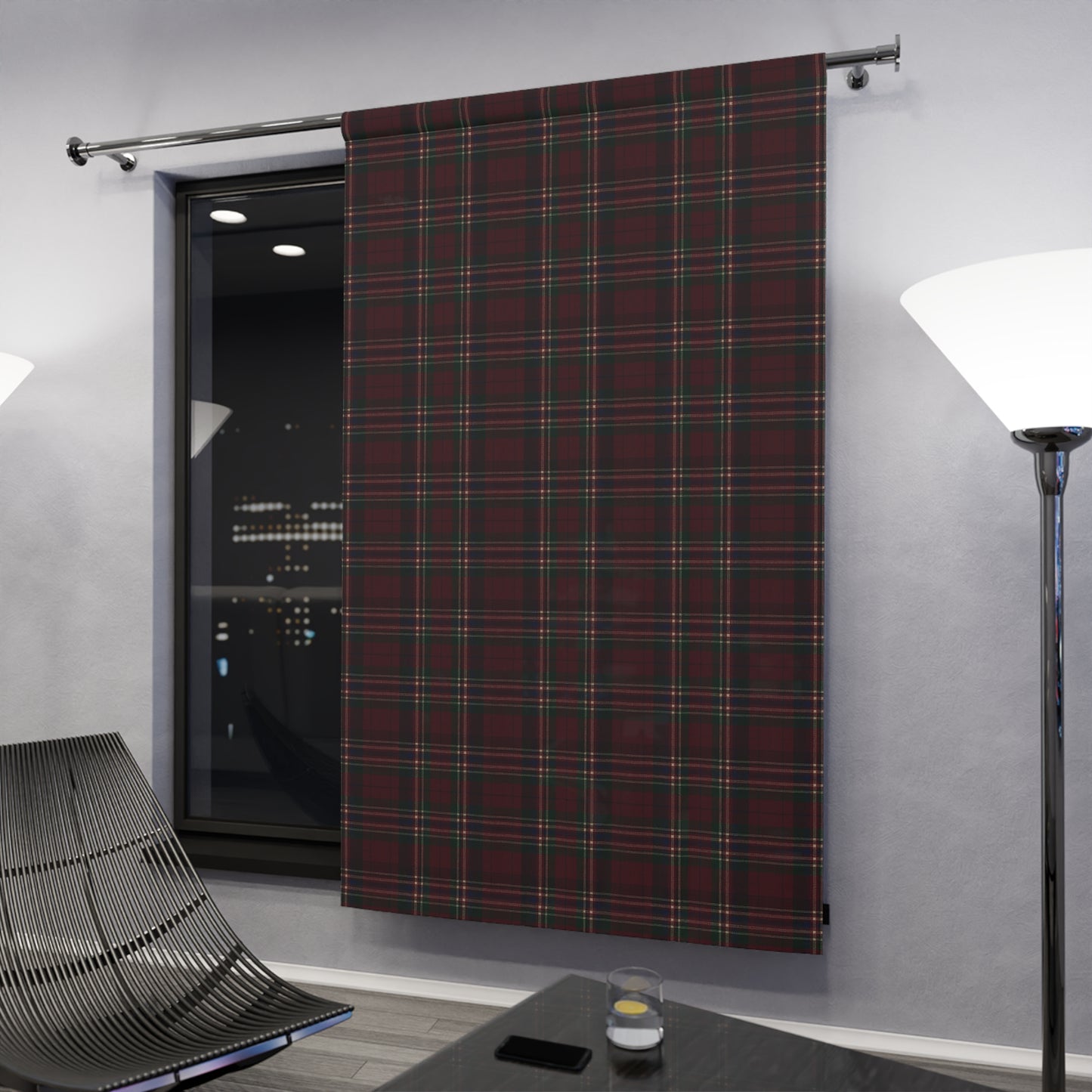 Christmas Tartan Plaid Window Curtain Panel