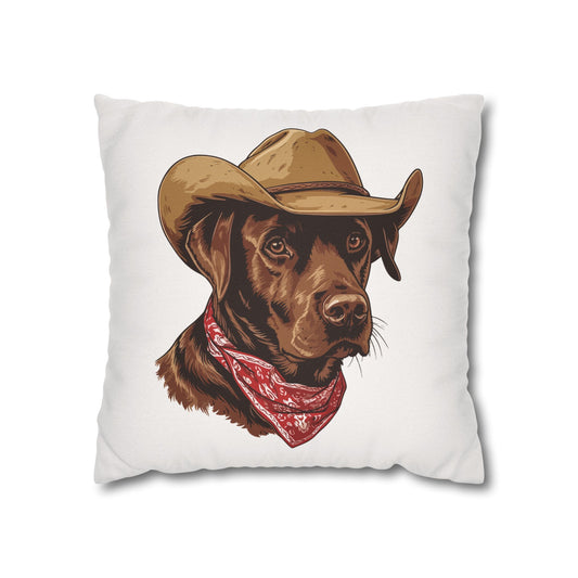 Western Chocolate Labrador Retriever, Double Sided Pillow Cover