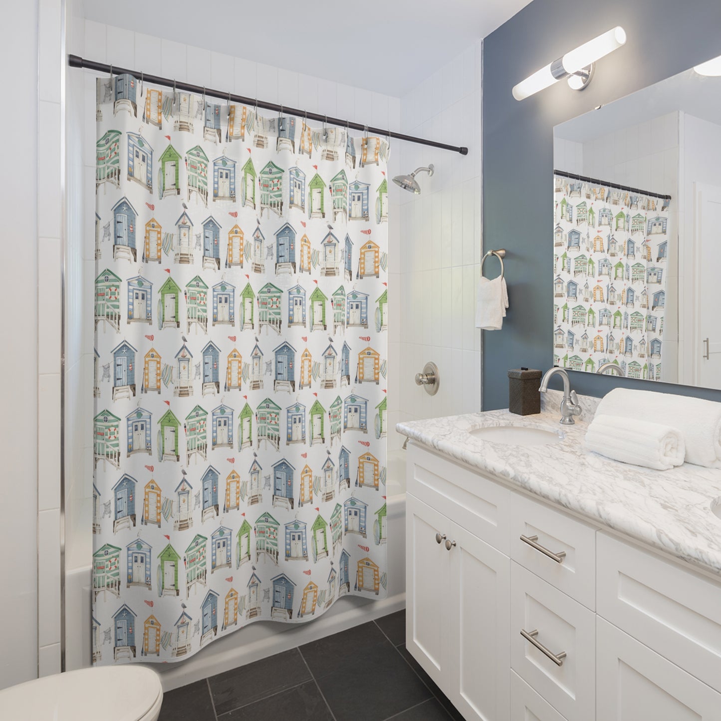 Summer Beach Hut Shower Curtain