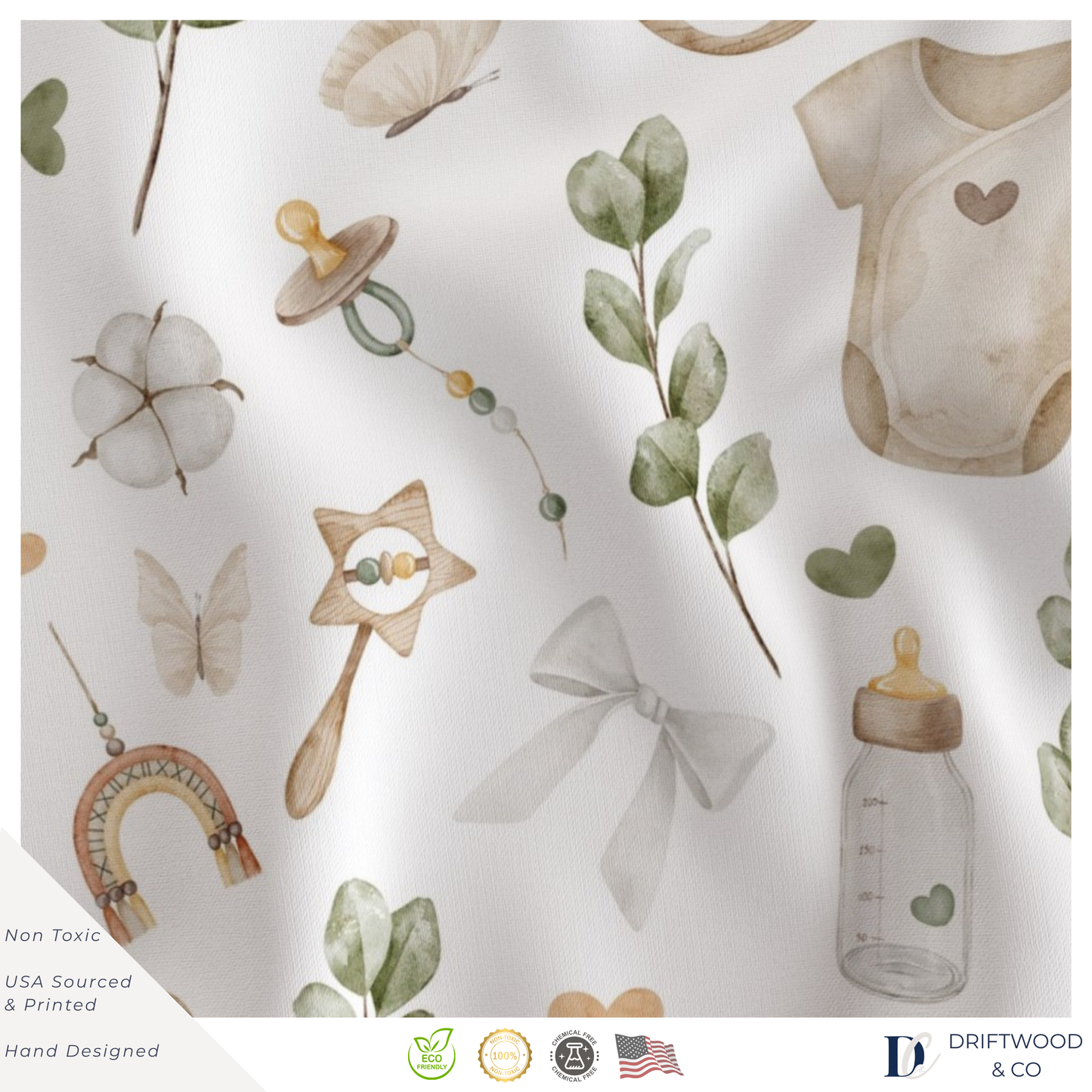 Boho Neutral Green Baby Wrapping Paper
