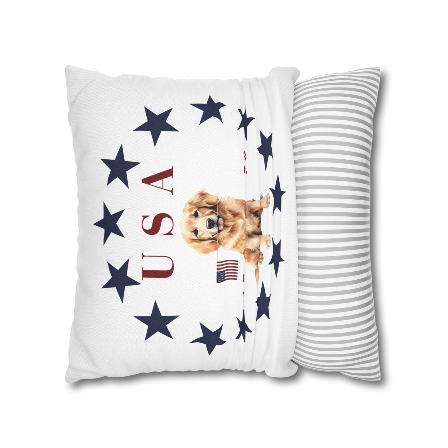 Double Sided Patriotic Golden Retriever Dog with 2 Different Summer Graphics