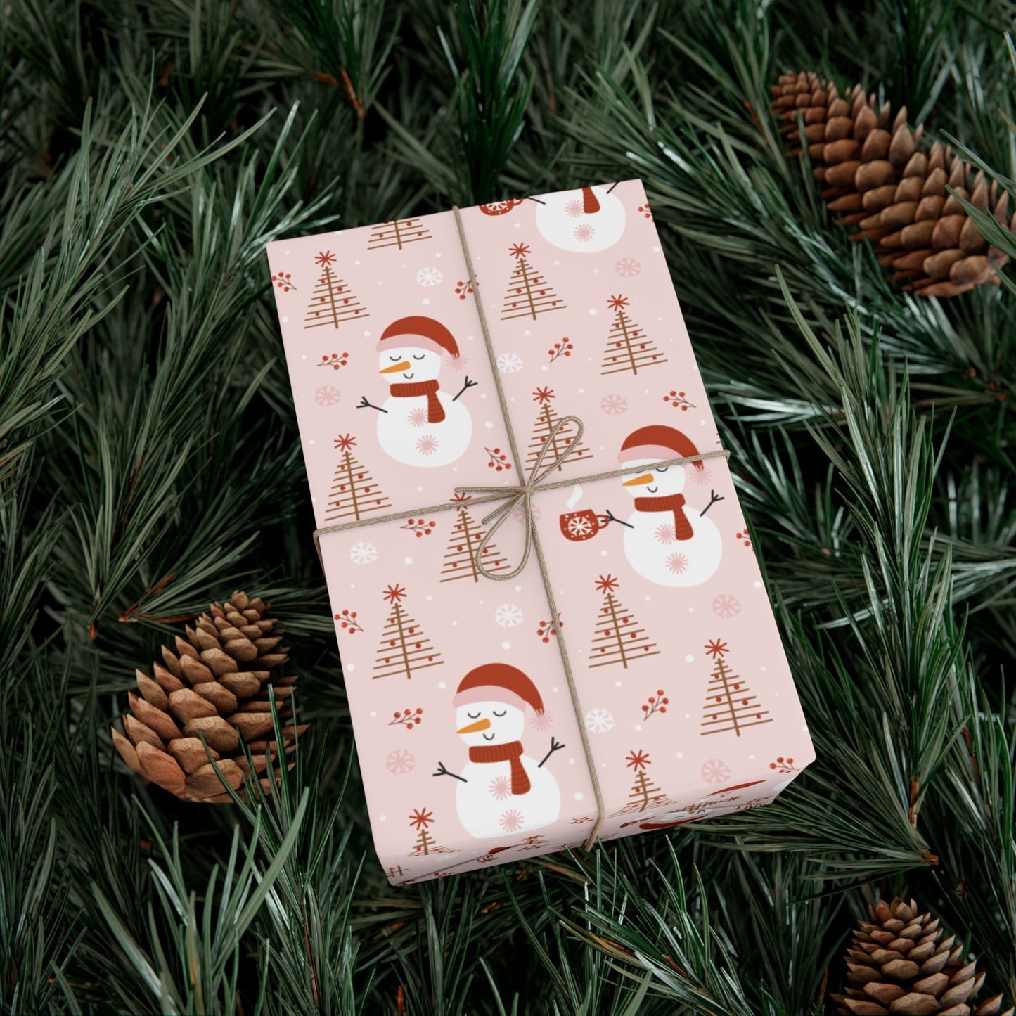 Kids Pink Snowman Wrapping