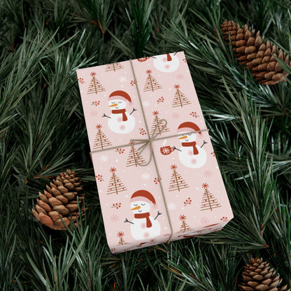 Kids Pink Snowman Wrapping