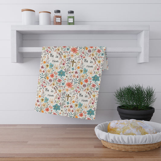 He is Risen Easter Hand Towel for Kitchen and Bath, Bunnies, Spring Home Decor, Easter, Cottage style, Christian Easter