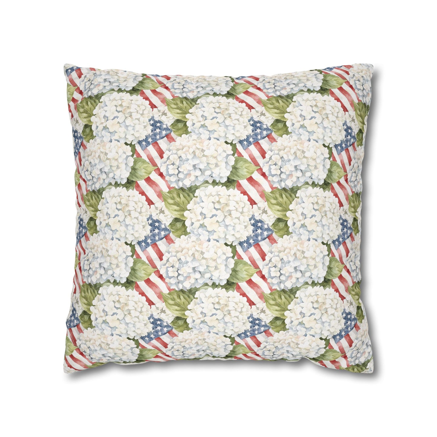 Patriotic Hydrangea Pillow Cover, 4th of July Pillow Cover, Farmhouse Summer Decor