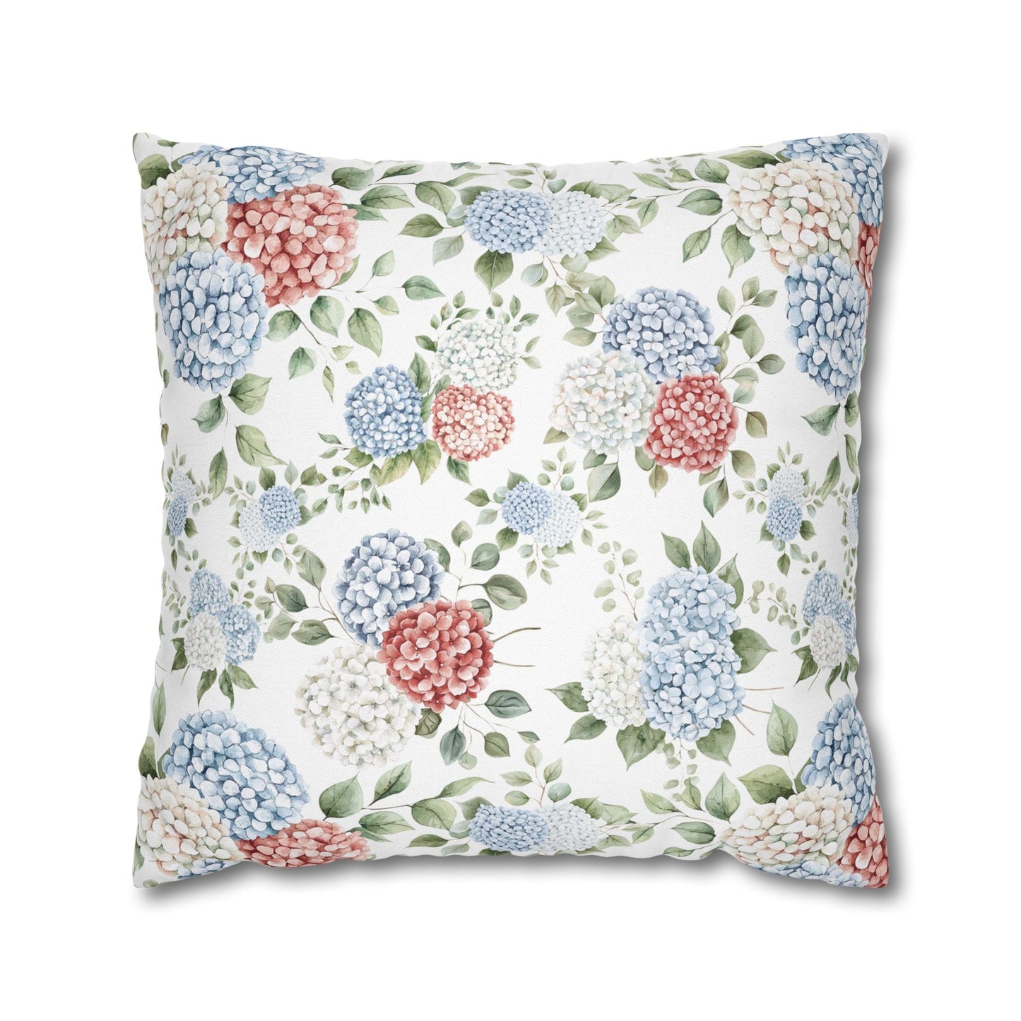 Watercolor Patriotic Hydrangea Pillow Cover, 4th of July Pillow Cover, Farmhouse Summer Decor