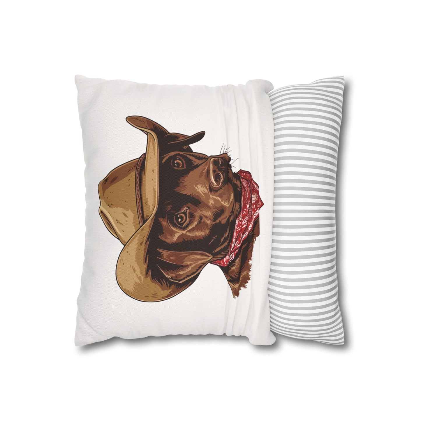 Western Chocolate Labrador Retriever, Double Sided Pillow Cover