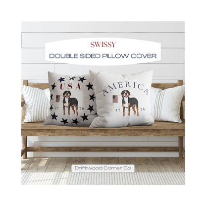 Double Sided Patriotic Greater Swiss Mountain Dog with 2 Different Summer Graphics, Swissy, GSMD