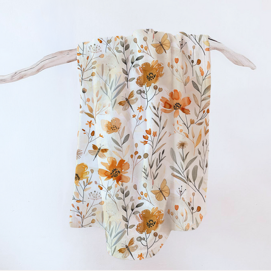 Autumn Botanicals & Butterflies Velveteen Plush Blanket