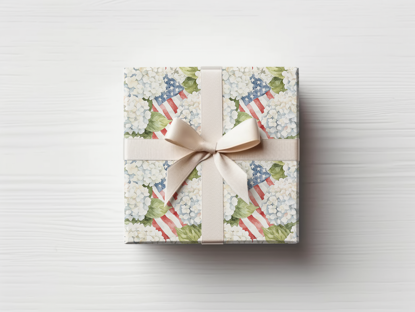 Summer Patriotic Hydrangea Wrapping Paper