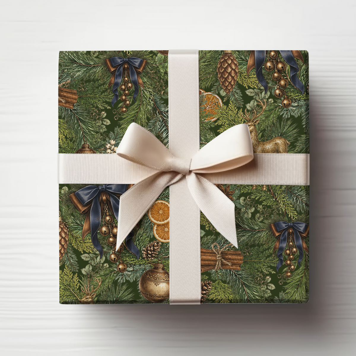 Gilded Evergreen & Brass in Navy