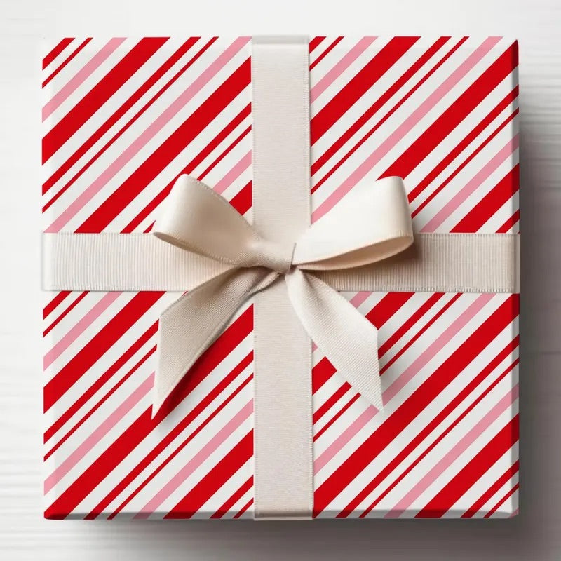 Christmas Candy Cane Pink Stripe Wrapping