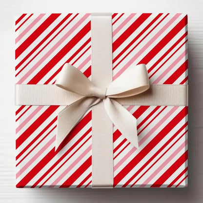 Christmas Candy Cane Pink Stripe Wrapping