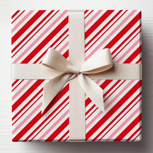 Christmas Candy Cane Pink Stripe Wrapping