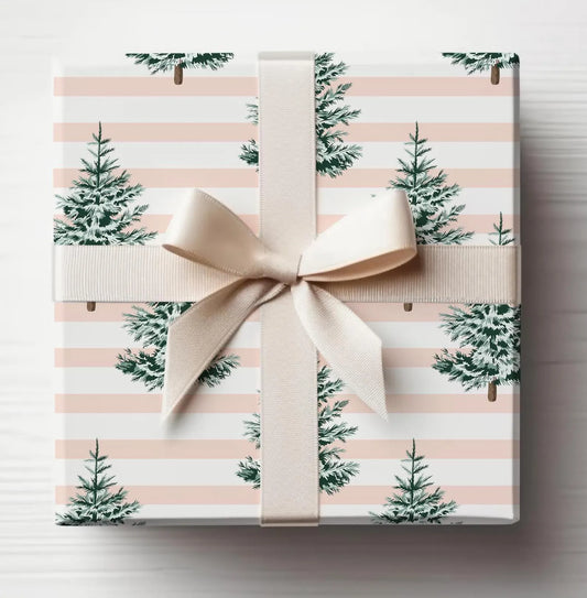 Light Pink Stripe Christmas Wrapping Paper